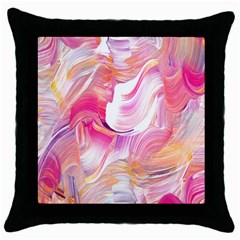 Pink Paint Brush Throw Pillow Case (black) by designsbymallika