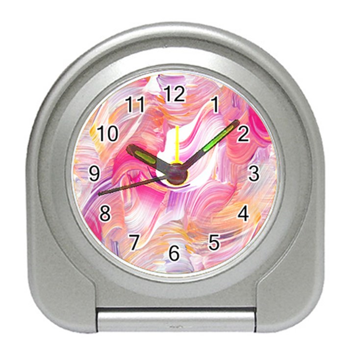 pink paint brush Travel Alarm Clock