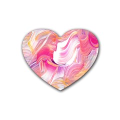 Pink Paint Brush Rubber Coaster (heart)  by designsbymallika