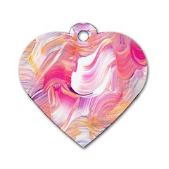 Pink Paint Brush Dog Tag Heart (one Side) by designsbymallika