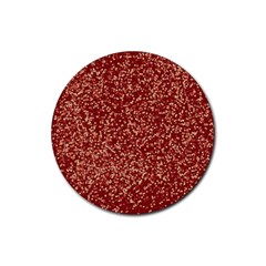 Burgundy Red Confetti Pattern Abstract Art Rubber Round Coaster (4 pack) 