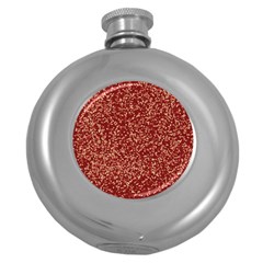 Burgundy Red Confetti Pattern Abstract Art Round Hip Flask (5 oz)