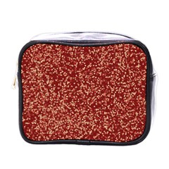 Burgundy Red Confetti Pattern Abstract Art Mini Toiletries Bag (One Side)