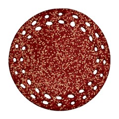 Burgundy Red Confetti Pattern Abstract Art Round Filigree Ornament (Two Sides)