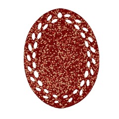 Burgundy Red Confetti Pattern Abstract Art Oval Filigree Ornament (Two Sides)