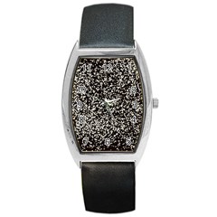 Black And White Confetti Pattern Barrel Style Metal Watch by yoursparklingshop