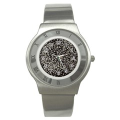 Black And White Confetti Pattern Stainless Steel Watch by yoursparklingshop