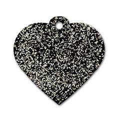 Black And White Confetti Pattern Dog Tag Heart (one Side) by yoursparklingshop