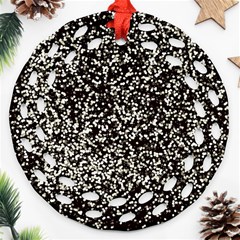 Black And White Confetti Pattern Ornament (round Filigree) by yoursparklingshop