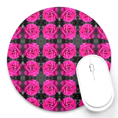 Roses Fleurs Abstrait Round Mousepads by kcreatif