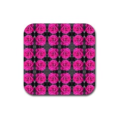 Roses Fleurs Abstrait Rubber Coaster (square)  by kcreatif