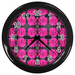 Roses Fleurs Abstrait Wall Clock (black) by kcreatif