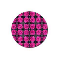 Roses Fleurs Abstrait Rubber Round Coaster (4 Pack)  by kcreatif