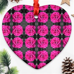 Roses Fleurs Abstrait Heart Ornament (two Sides) by kcreatif