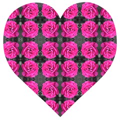 Roses Fleurs Abstrait Wooden Puzzle Heart