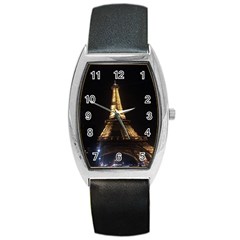 Tour Eiffel Paris Nuit Barrel Style Metal Watch by kcreatif