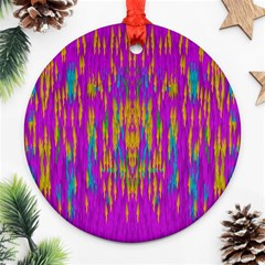 Festive Rainbow, Season To Wear Popart Round Ornament (two Sides) by pepitasart