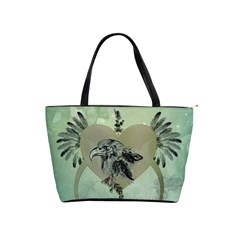 Eagle, Animal, Bird, Feathers, Fantasy, Lineart, Flowers, Blossom, Elegance, Decorative Classic Shoulder Handbag by FantasyWorld7