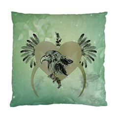 Eagle, Animal, Bird, Feathers, Fantasy, Lineart, Flowers, Blossom, Elegance, Decorative Standard Cushion Case (one Side) by FantasyWorld7