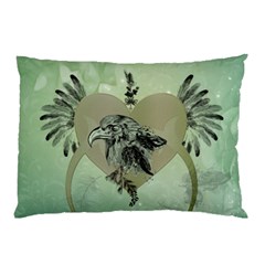 Eagle, Animal, Bird, Feathers, Fantasy, Lineart, Flowers, Blossom, Elegance, Decorative Pillow Case by FantasyWorld7