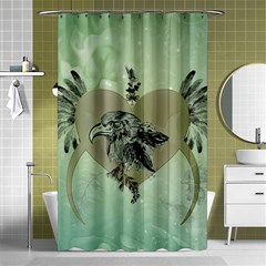 Eagle, Animal, Bird, Feathers, Fantasy, Lineart, Flowers, Blossom, Elegance, Decorative Shower Curtain 48  X 72  (small)  by FantasyWorld7