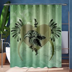 Eagle, Animal, Bird, Feathers, Fantasy, Lineart, Flowers, Blossom, Elegance, Decorative Shower Curtain 60  X 72  (medium)  by FantasyWorld7