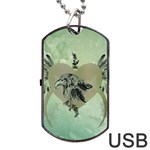 Eagle, Animal, Bird, Feathers, Fantasy, Lineart, Flowers, Blossom, Elegance, Decorative Dog Tag USB Flash (One Side) Front