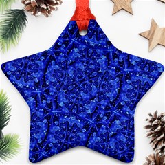 Blue Fancy Ornate Print Pattern Ornament (star) by dflcprintsclothing