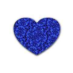 Blue Fancy Ornate Print Pattern Rubber Coaster (heart)  by dflcprintsclothing