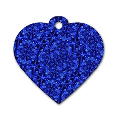 Blue Fancy Ornate Print Pattern Dog Tag Heart (one Side) by dflcprintsclothing