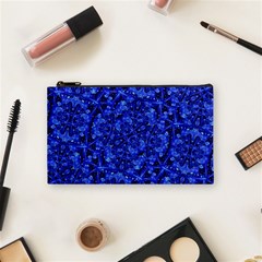 Blue Fancy Ornate Print Pattern Cosmetic Bag (small)