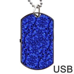 Blue Fancy Ornate Print Pattern Dog Tag Usb Flash (one Side) by dflcprintsclothing