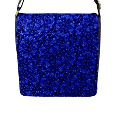 Blue Fancy Ornate Print Pattern Flap Closure Messenger Bag (l) by dflcprintsclothing