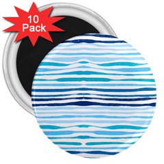 Blue Waves Pattern 3  Magnets (10 Pack)  by designsbymallika