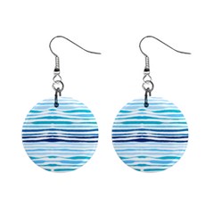 BLUE WAVES PATTERN Mini Button Earrings