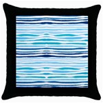 BLUE WAVES PATTERN Throw Pillow Case (Black) Front