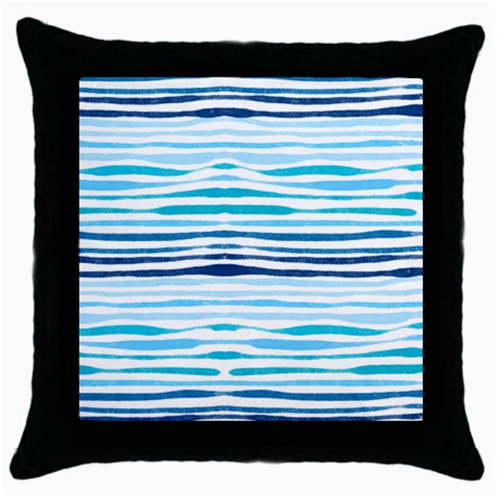 BLUE WAVES PATTERN Throw Pillow Case (Black)