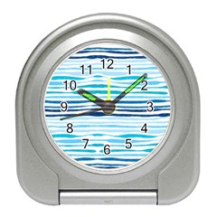 Blue Waves Pattern Travel Alarm Clock by designsbymallika