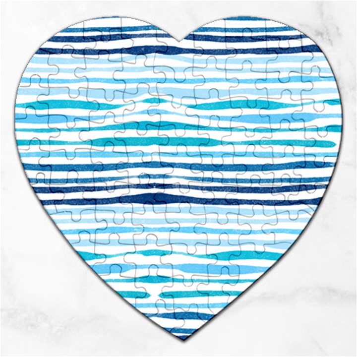 BLUE WAVES PATTERN Jigsaw Puzzle (Heart)