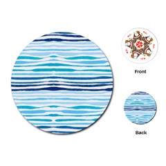 Blue Waves Pattern Playing Cards Single Design (round)