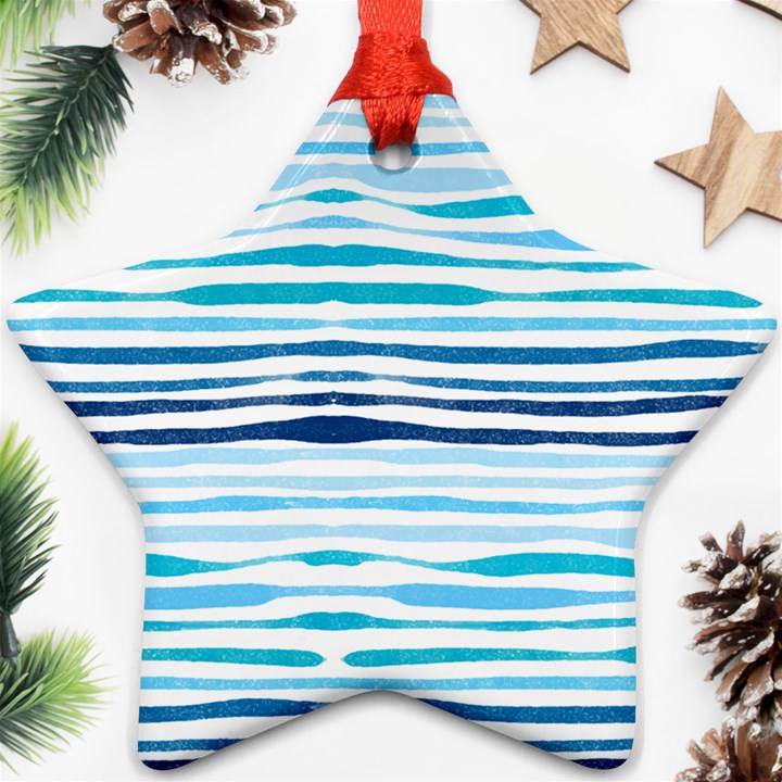 BLUE WAVES PATTERN Star Ornament (Two Sides)