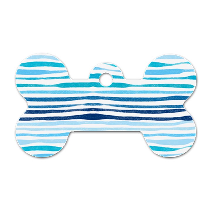 BLUE WAVES PATTERN Dog Tag Bone (Two Sides)