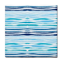 Blue Waves Pattern Tile Coaster by designsbymallika