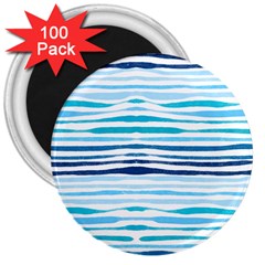 Blue Waves Pattern 3  Magnets (100 Pack) by designsbymallika