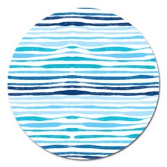 Blue Waves Pattern Magnet 5  (round) by designsbymallika