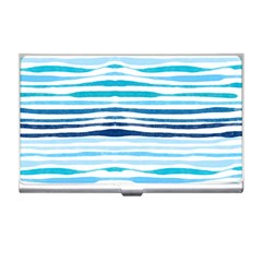 Blue Waves Pattern Business Card Holder by designsbymallika