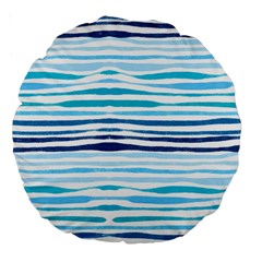 Blue Waves Pattern Large 18  Premium Round Cushions by designsbymallika