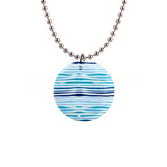 Blue Waves Pattern 1  Button Necklace by designsbymallika