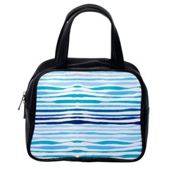 Blue Waves Pattern Classic Handbag (one Side) by designsbymallika