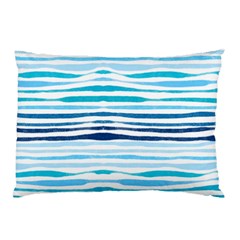 Blue Waves Pattern Pillow Case (two Sides) by designsbymallika